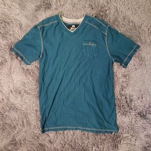 Zero Nineteen Teal V- Neck T-Shirt Medium Size 👔
